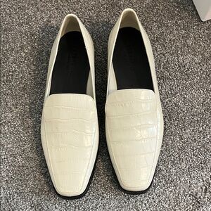 Everlane Cream Croc-Embossed Loafers